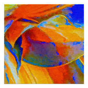 Blue and Orange Abstract Poster