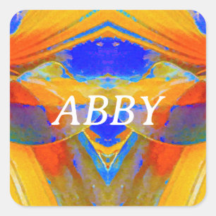 Blue and Orange Abstract Square Sticker