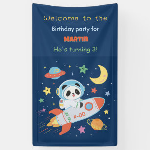 blue-and-orange Astronaut Panda Banner