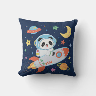 blue-and-orange Astronaut Panda  Cushion