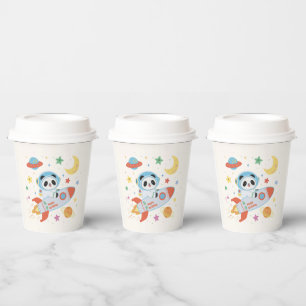 blue-and-orange Astronaut Panda Paper Cups