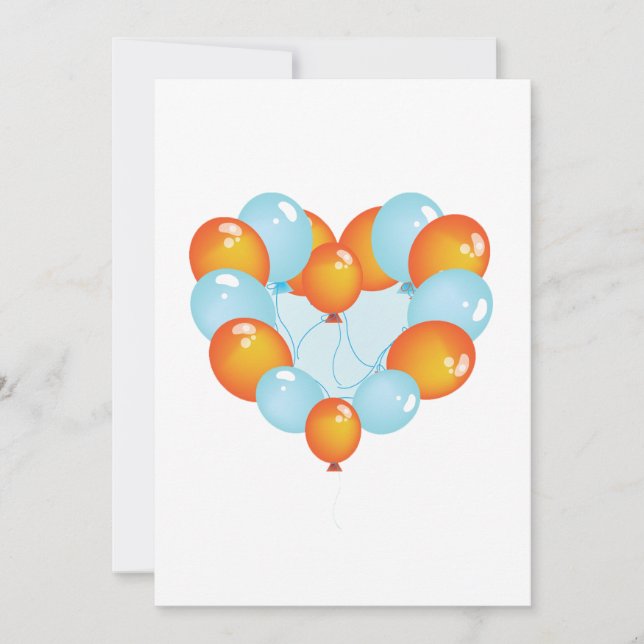 Blue And Orange Balloons Invitations (Front)