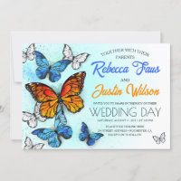 Blue and Orange Butterflies Morpho Monarch