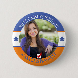 Blue and Orange Campaign Student Body Vote 6 Cm Round Badge