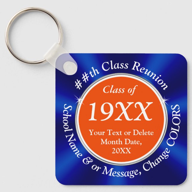Blue and Orange Cheap, Class Reunion Gift Ideas Key Ring (Front)