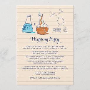 Blue and Orange Chemistry Wedding Programs