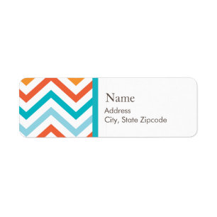 Blue and Orange Chevron Address Label Return Address Label