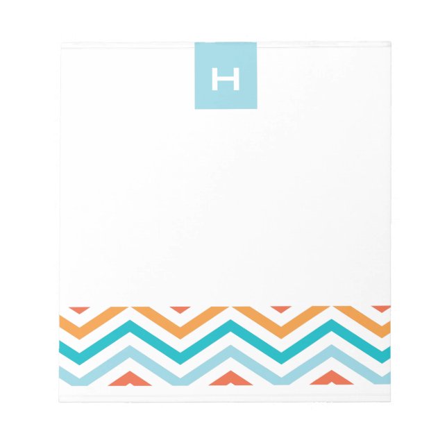 Blue and Orange Chevron  |  Monogram Notepads (Front)