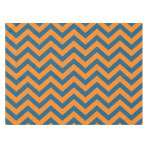 Blue and Orange Chevron Stripe Tablecloth
