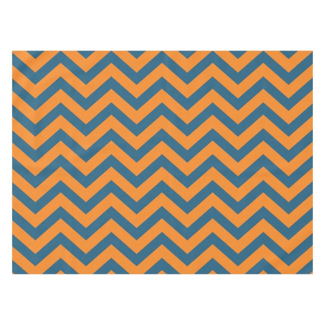 Blue and Orange Chevron Stripe Tablecloth (Front (Horizontal))