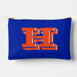 Blue and Orange Collegiate Color Style Monogram Accessory Pouch