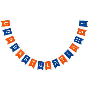 Blue and Orange Congratulations Graduation Bunting