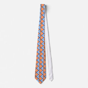 Blue and Orange Diamond Shaped Pattern Tie