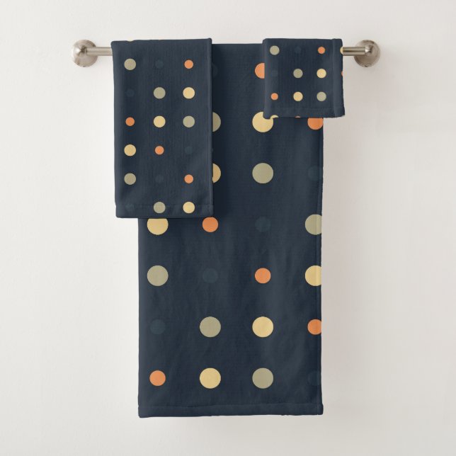 blue and orange Dots  Bath Towel Set (Insitu)