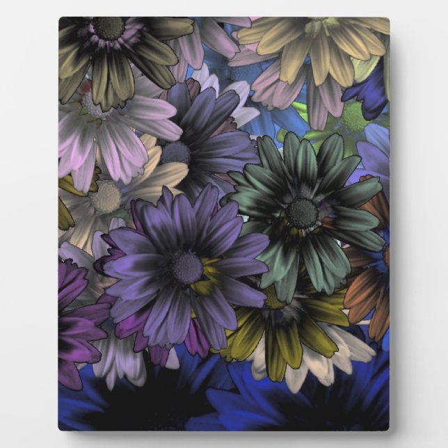 Blue and orange floral pattern plaque (Front)
