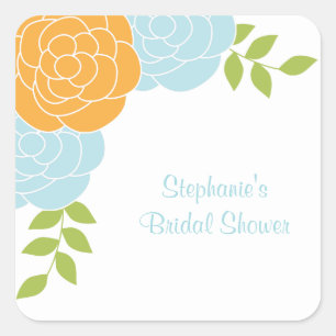 Blue and Orange Floral Stickers