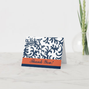 Blue and Orange Floral Thank You Card