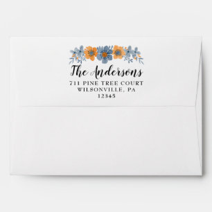 Blue and Orange Flower 5 x 7 Envelopes