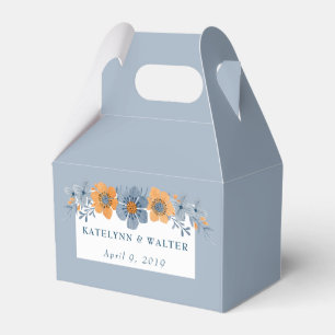 Blue and Orange Flowers Light Blue Wedding Favour Favour Box