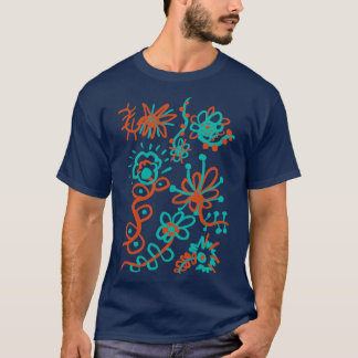 Blue and orange flowers T-Shirt