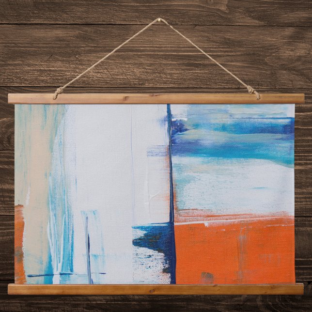 Blue and Orange Geometric Abstract Art Hanging Tapestry (Creator Uploaded)