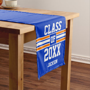 Blue and Orange Graduation Custom Short Table Runner
