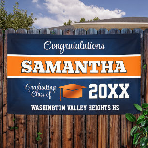 Blue and Orange Graduation Party Banner