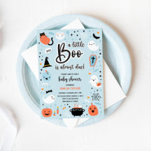 Blue and Orange Halloween - Baby Shower Invitation