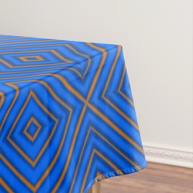 Blue And Orange Hypnotic Diamond Modern Pop Art Tablecloth (In Situ)
