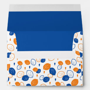 Blue and Orange Lemon Pattern Playful Fruit-Themed Envelope