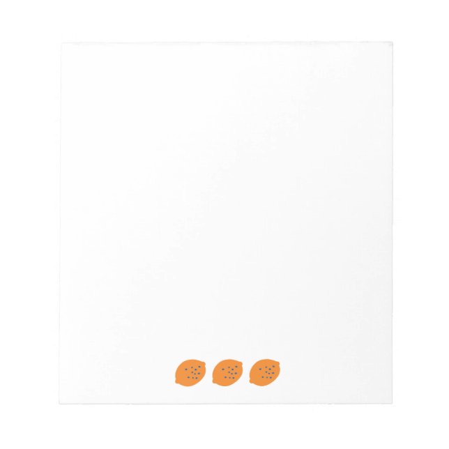 Blue and Orange Lemon Pattern Playful Fruit-Themed Notepad (Front)