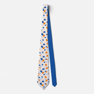 Blue and Orange Lemon Pattern Playful Fruit-Themed Tie