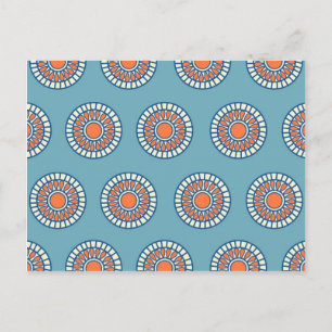 Blue and Orange Mandala Decorative Circles Postcard