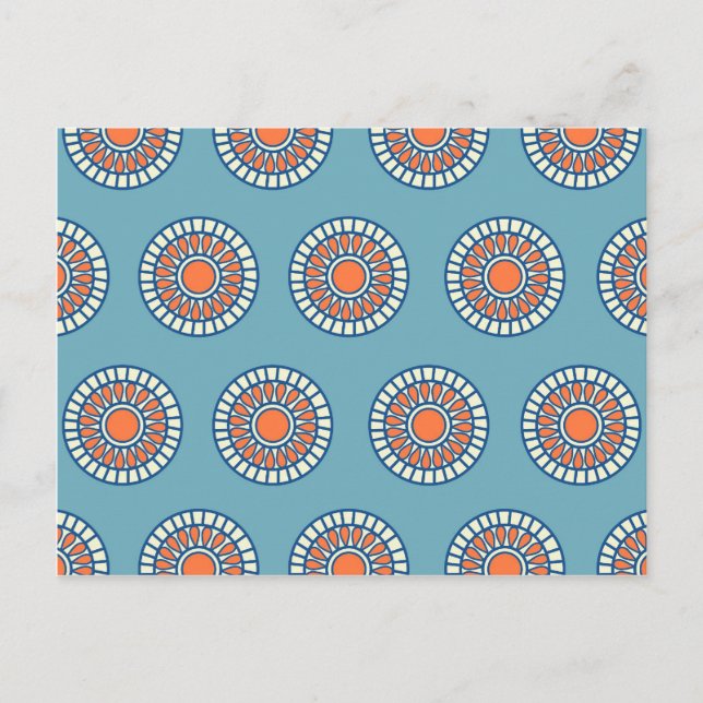 Blue and Orange Mandala Decorative Circles Postcard (Front)
