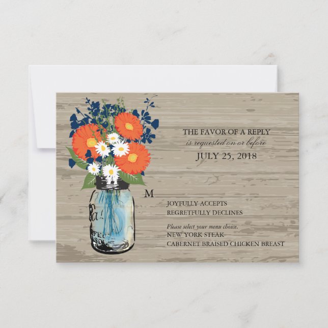 Blue and Orange Mason Jar Wood | RSVP (Front)