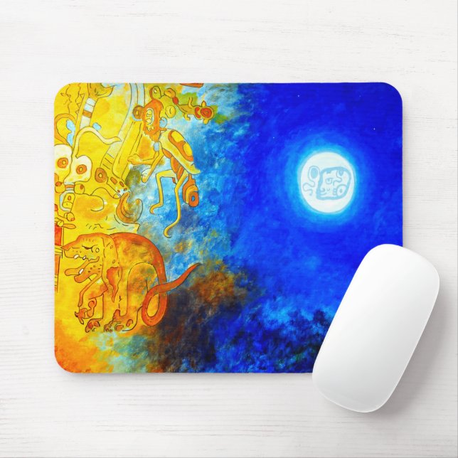 Blue and Orange Mayan Design Mousepad (With Mouse)