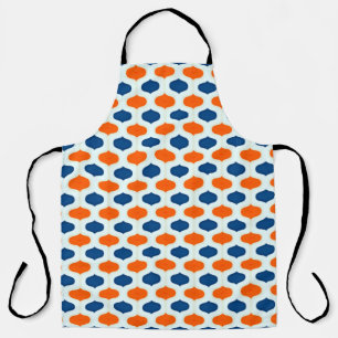 Blue and Orange Mod Revival Pattern Apron