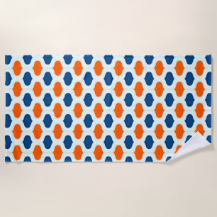 Blue and Orange Mod Revival Pattern Beach Towel