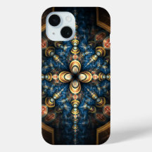 Blue and Orange Modern Medallion Pattern