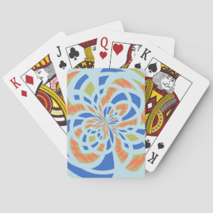 Blue and Orange Mosaic Abstract Art Playing Cards
