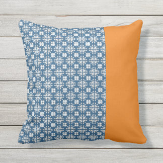Blue and Orange Outdoor Pillow