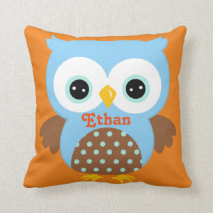 Blue and Orange Owl Keepsake Cushion Baby Gift