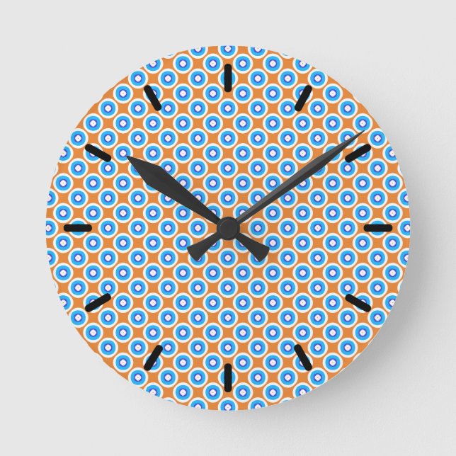 Blue and Orange Pattern Round Clock (Front)