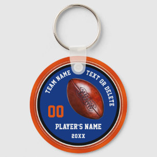 Blue and Orange Personalised Football Keychains