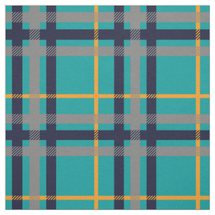Blue and Orange Plaid Fabric