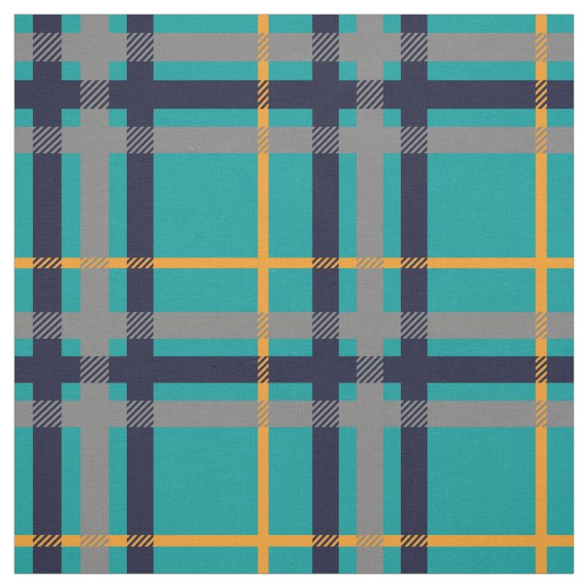Blue and Orange Plaid Fabric (Swatch)
