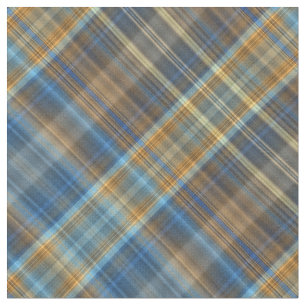 Blue and orange plaid fabric