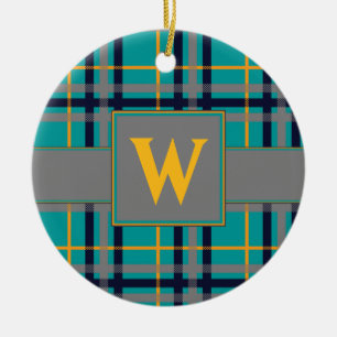 Blue and Orange Plaid Ornament