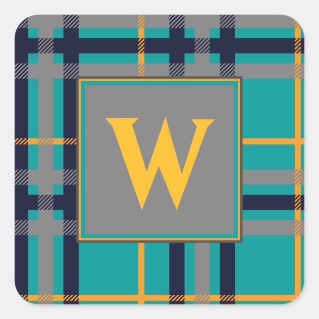 Blue and Orange Plaid Sticker (Front)
