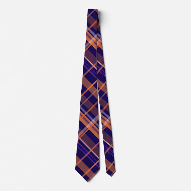 Blue and Orange Plaid Tie (Front)